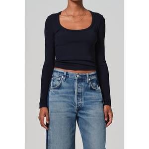 NEW CITIZENS OF HUMANITY rumi scoop neck top in navy